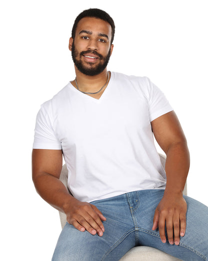 2 Pair Men's V-Neck Cool Cotton Stretch T-Shirt Undershirt