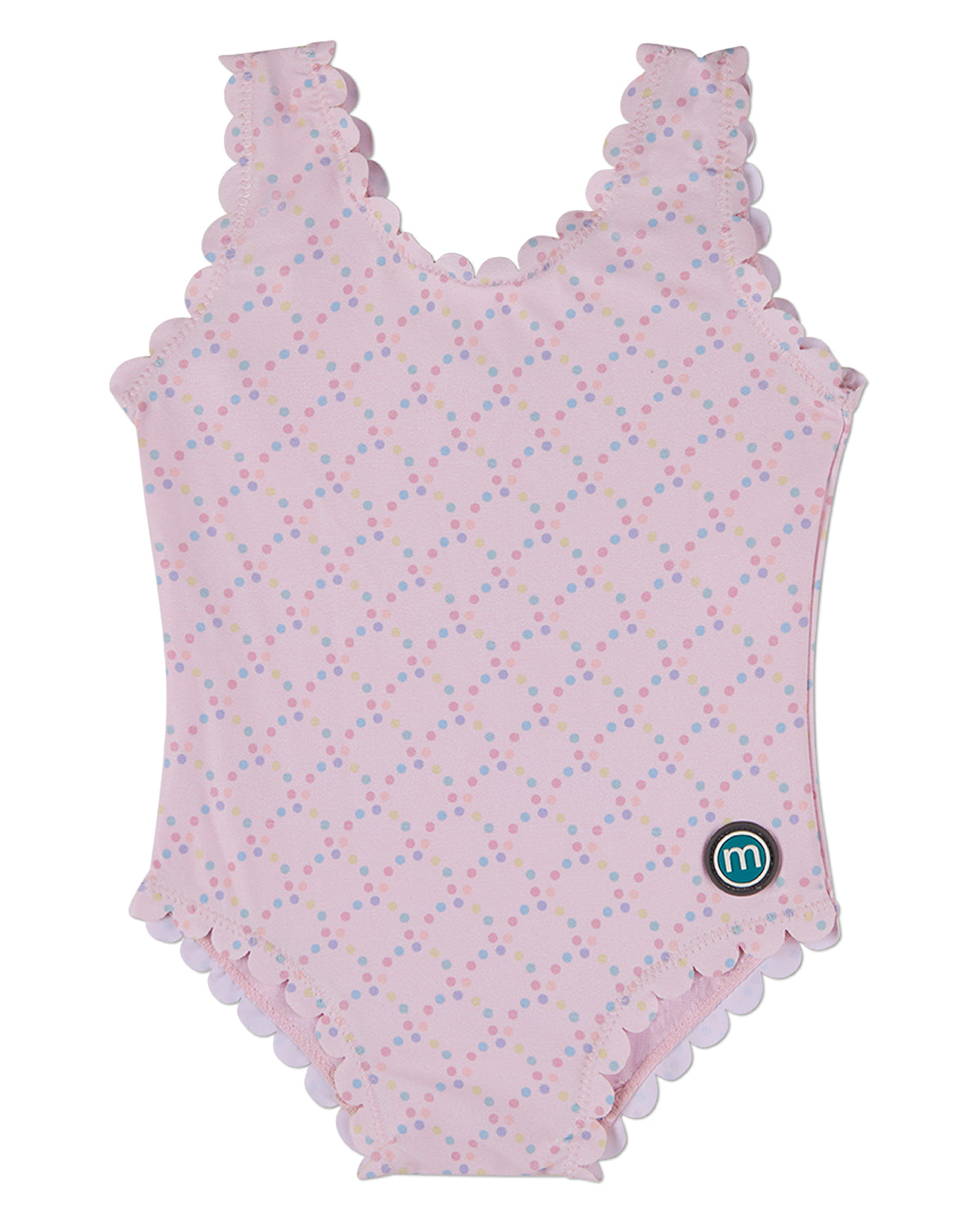 Girls Dot-Print Scallop-Trim Quick-Dry UPF 50 Swimsuit