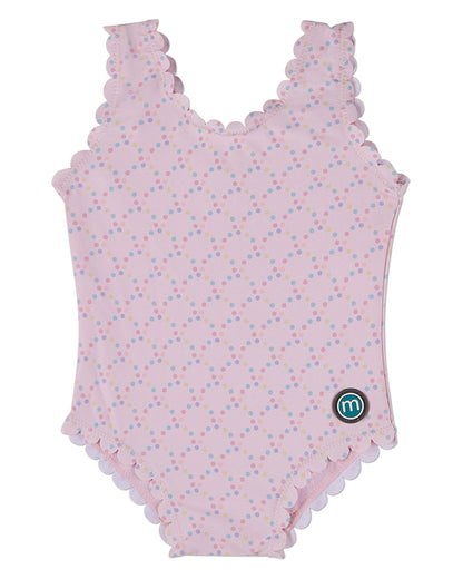 Girls Dot-Print Scallop-Trim Quick-Dry UPF 50 Swimsuit
