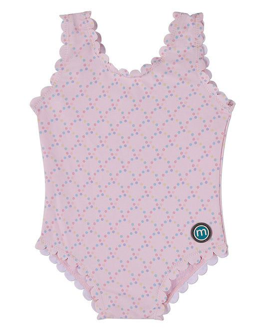 Girls Dot-Print Scallop-Trim Quick-Dry UPF 50 Swimsuit