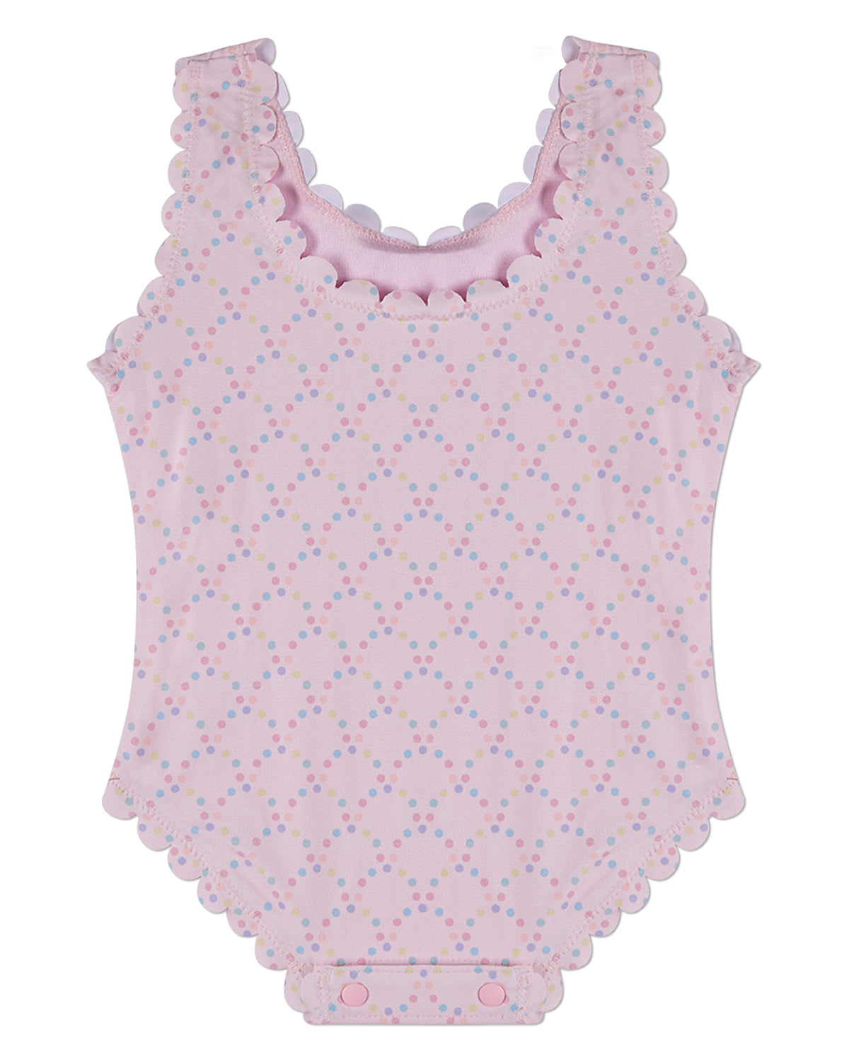 Girls Dot-Print Scallop-Trim Quick-Dry UPF 50 Swimsuit