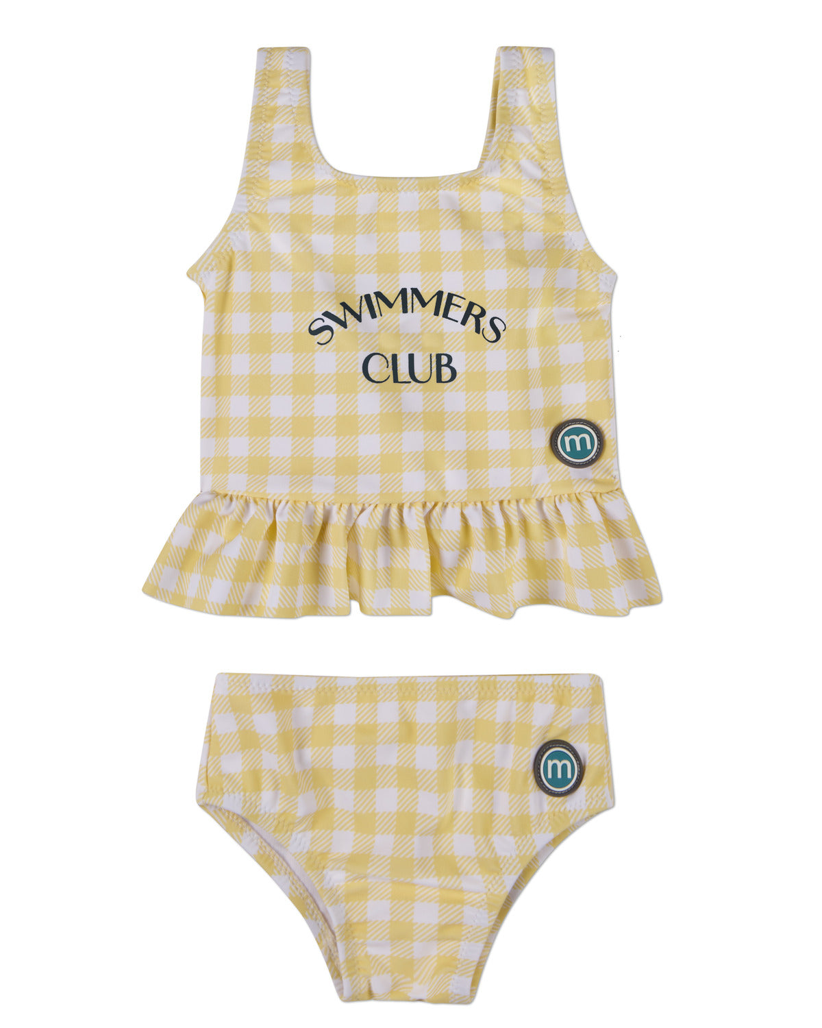 2 Piece Girls "Swimmers Club" UPF 50 Quick-Drying Gingham Swimsuit