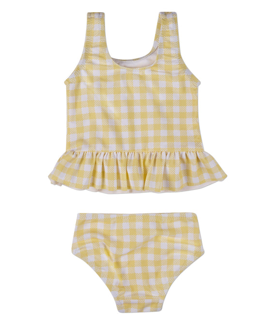2 Piece Girls "Swimmers Club" UPF 50 Quick-Drying Gingham Swimsuit