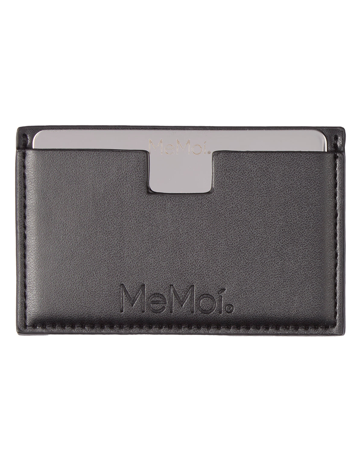 MeMoi Ultra-Slim Stainless-Steel Pocket Mirror with Vegan Leather Case