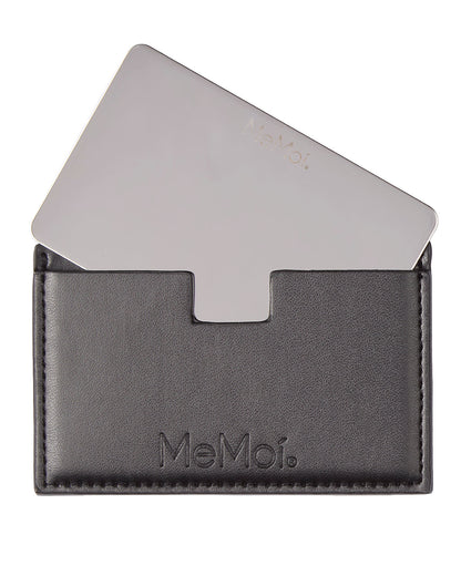 MeMoi Ultra-Slim Stainless-Steel Pocket Mirror with Vegan Leather Case