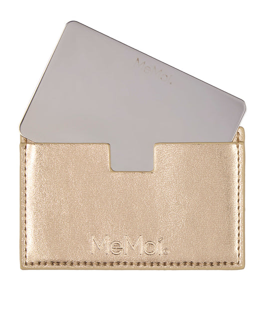 MeMoi Ultra-Slim Stainless-Steel Pocket Mirror with Vegan Leather Case